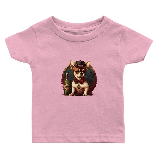 Chihuahua - France French Wine Cute Dog Souvenir Baby T Shirts