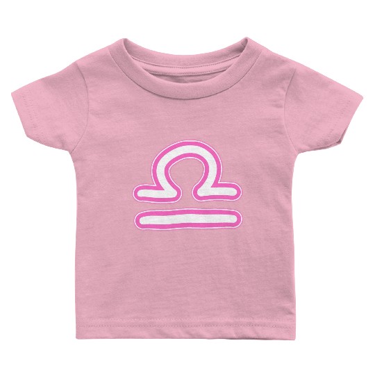 Libra Zodiac Sign Neon Pink Baby T Shirts