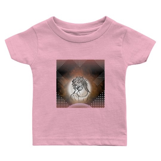 Sacred Jesus with Crown of Thorns Illustration Baby T Shirts
