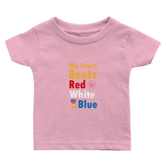 my heart beats red white and blue Baby T Shirts