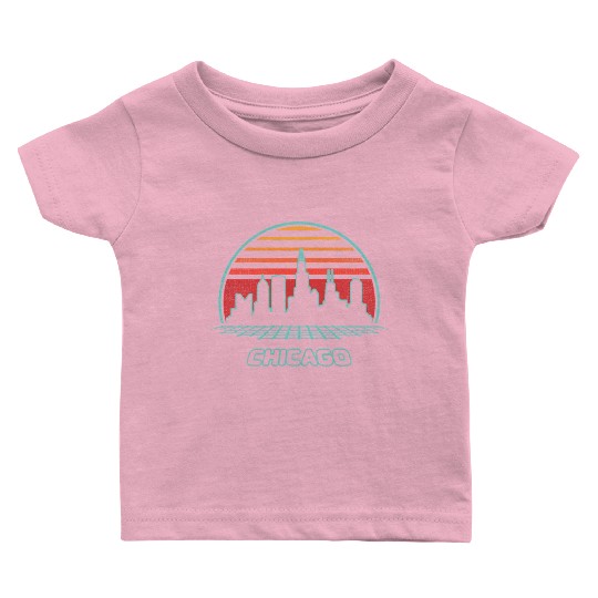 Chicago City Skyline 80S Style Baby T Shirts