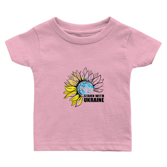 Sunflower Ukrainian Flag I Stand With Ukraine Ukra Baby T Shirts