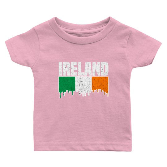 Ireland Flag St Patricks Day Irish Flag Distressed Baby T Shirts
