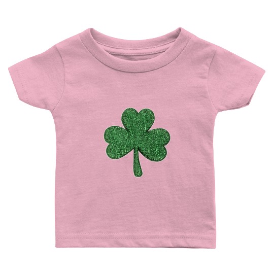St Patrick'S Day Green Glitter-Clover Shamrock Baby T Shirts