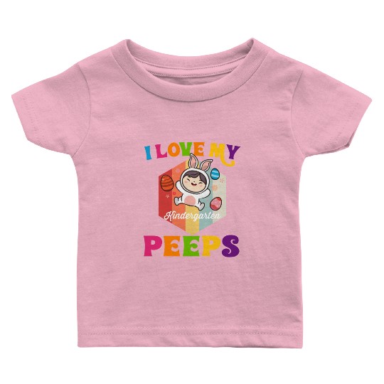 Funny I Love My Kindergarten Peeps teacher Easter Baby T Shirts