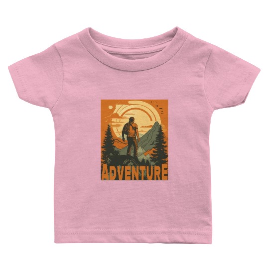Retro Hiking Design Mountaineer and Nature Baby T Shirts