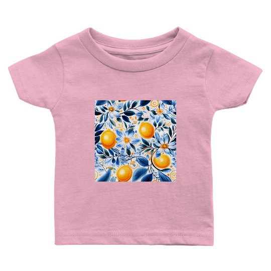 Yellow Lemon Floral Detailed Summer Collection 01 Baby T Shirts