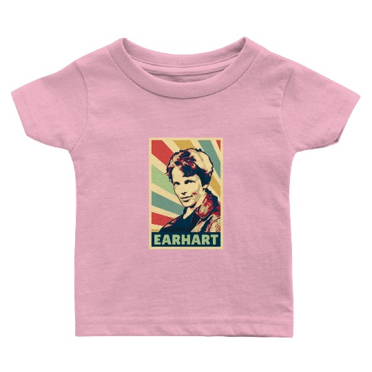Amelia Earhart Vintage Colors Baby T Shirts