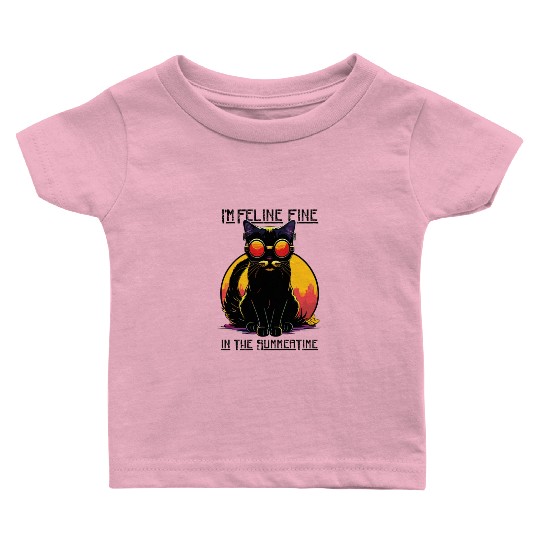 FELINE Fine | Cat Lover Summer Animal Beach Party Baby T Shirts
