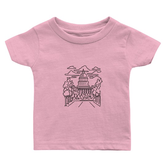 Capitol Building Washington DC USA Mono Line Art Baby T Shirts