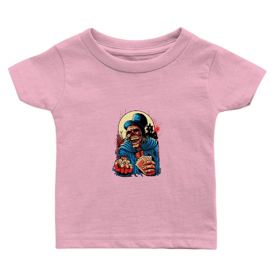 skeleton holding playing cards and dice art Baby T Shirts