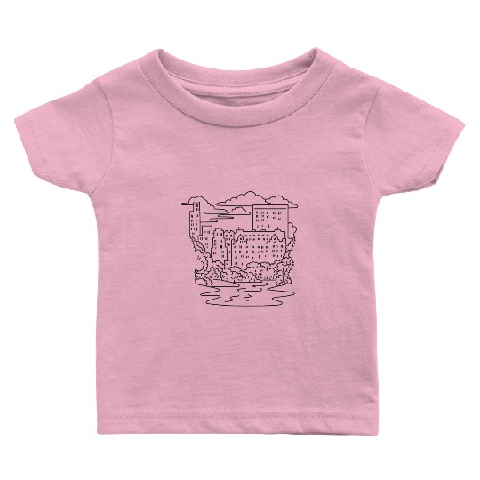 Central Park and Midtown Manhattan Mono Line Art Baby T Shirts