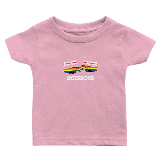 Rock Paper Scissors Funny Lesbian Pride LGBT Pun Baby T Shirts