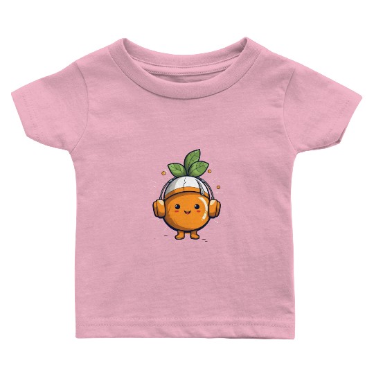 Orange Fruit Fruitarian Funny Cute Party Music Baby T Shirts