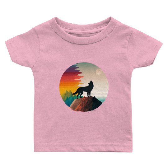 LGBTQIA+ Majestic wolf on the mountain top Baby T Shirts