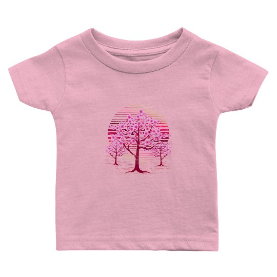 Japanese sakura tree gift retro cherry blossoms Baby T Shirts