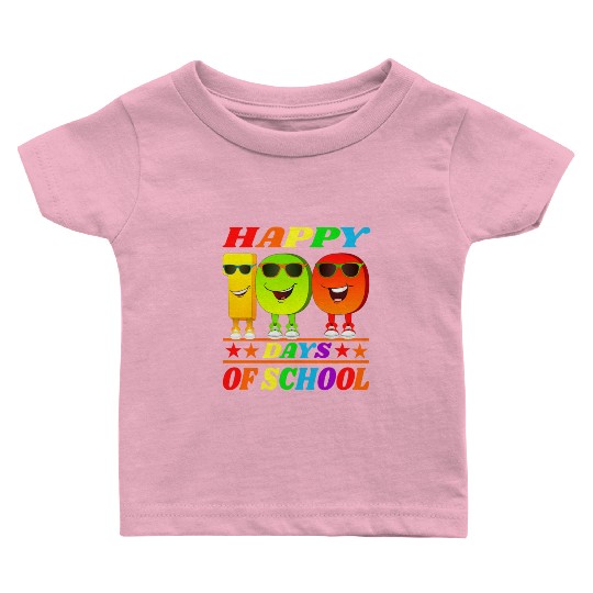 100 days of school green triceratops Baby T Shirts