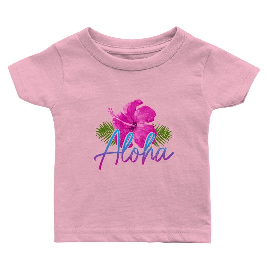 Aloha Hawaiian Islands Hawaii Surf Hibiscus Baby T Shirts