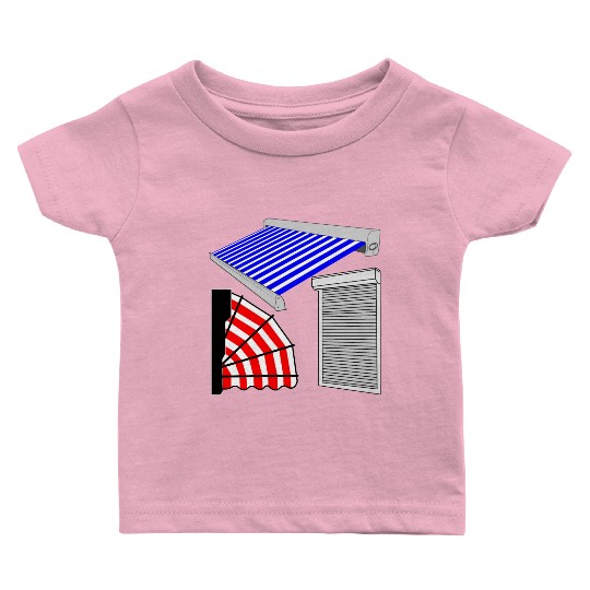 Sun awnings, canopies blue white striped, marquis Baby T Shirts