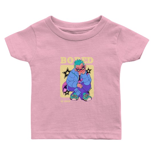Black Cream Blue Y2K Anime Illustrated Bored Baby T Shirts