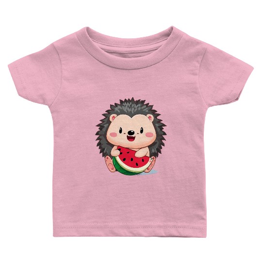Happy hedgehog enjoys watermelon Baby T Shirts