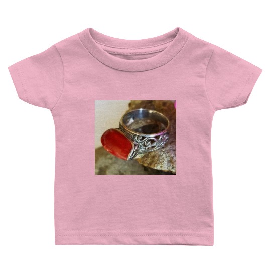 Red Coral sterling silver ring for women Baby T Shirts
