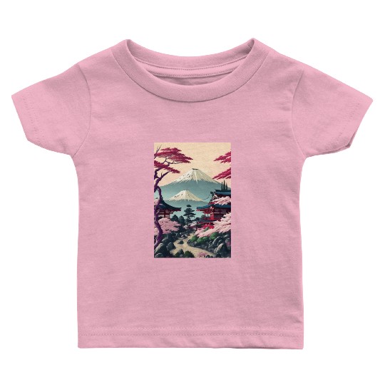 Asia Landscape Serene Mount Fuji Baby T Shirts
