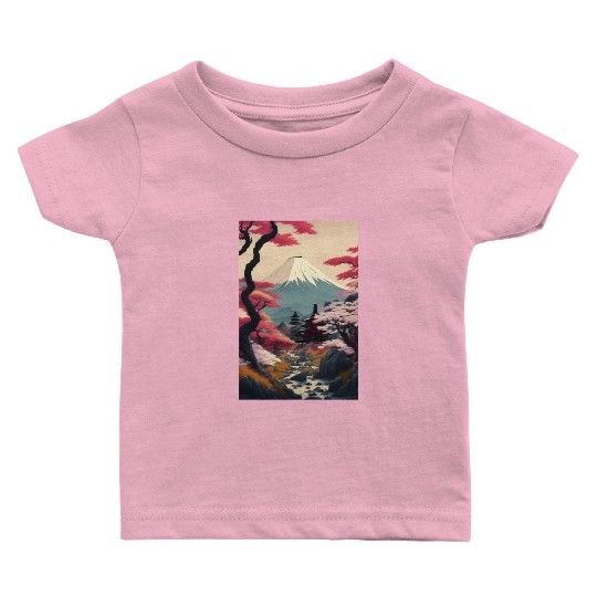 Asia Landscape Serene Mount Fuji Baby T Shirts