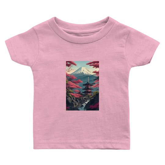 Asia Landscape Serene Mount Fuji Baby T Shirts