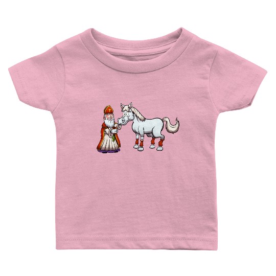 Saint Nicholas Feeding His Horse Baby T Shirts
