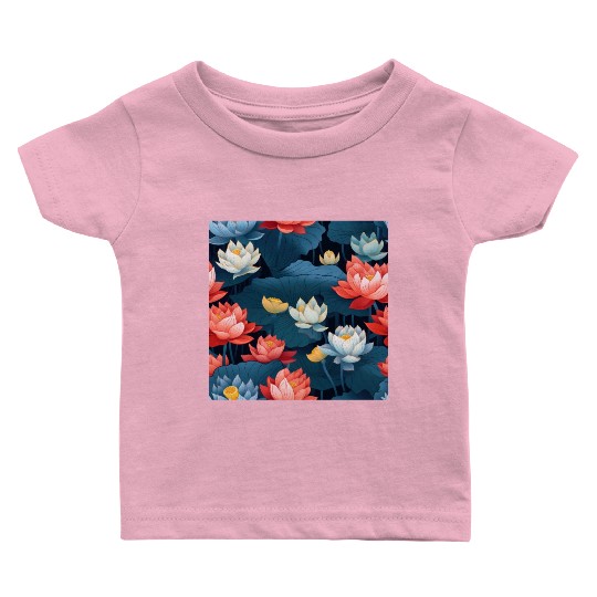 Serenity Blooms: Timeless Lotus Pattern Baby T Shirts