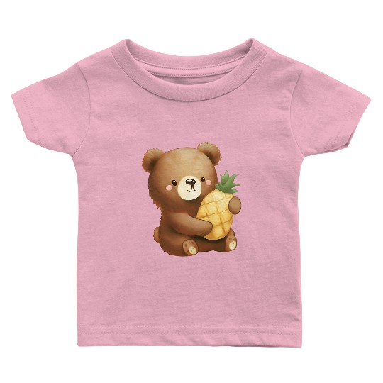 Bear loves pineapple Baby T Shirts