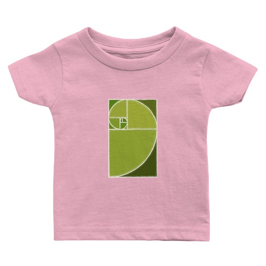 Olive Green Fibonacci Spiral Baby T Shirts