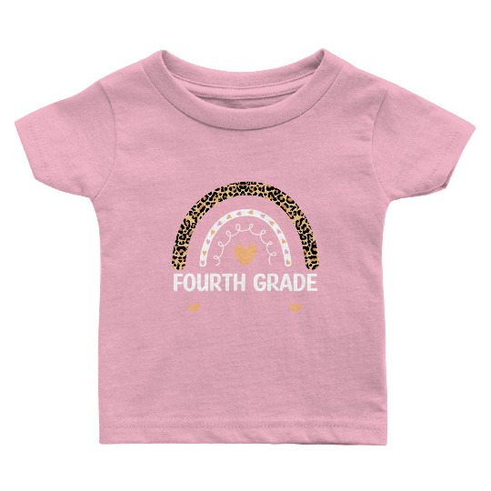 4th Grade Leopard Rainbow Teacher Kindergarten Baby T Shirts