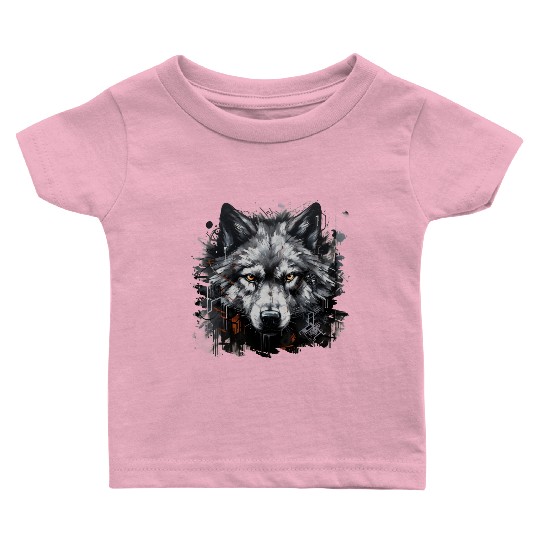 The Lone Wolf. Urban Hunter, Graffiti Style. Baby T Shirts