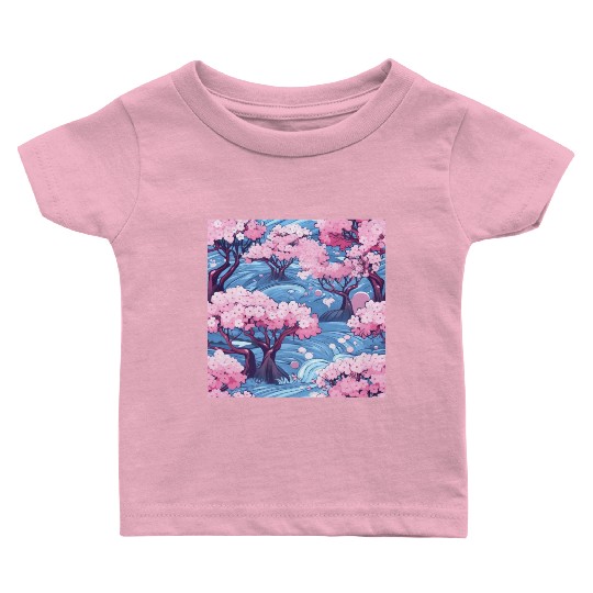 Anime Euphoria: Fantasy Cherry Blossom Dreamscape Baby T Shirts