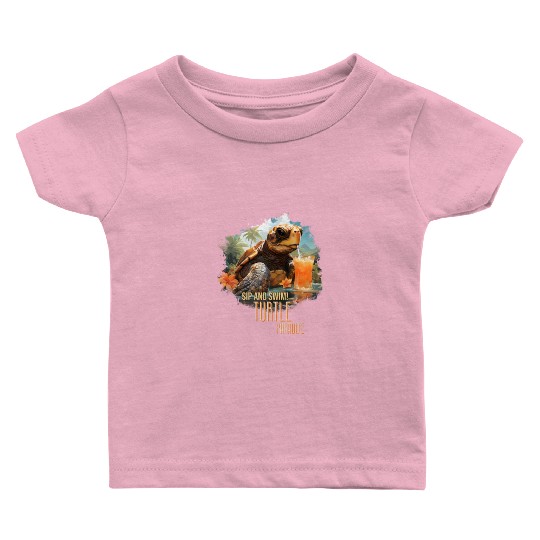 Turtle Paradise: Sip and Swim! Baby T Shirts