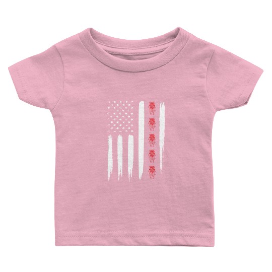 Cicada Line In Distressed Us Flag For Cicada Baby T Shirts
