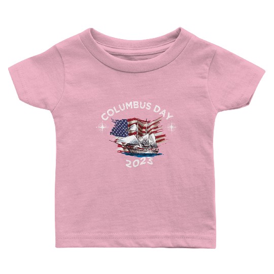 Exploring Columbus Day Compasses USA Flags Baby T Shirts