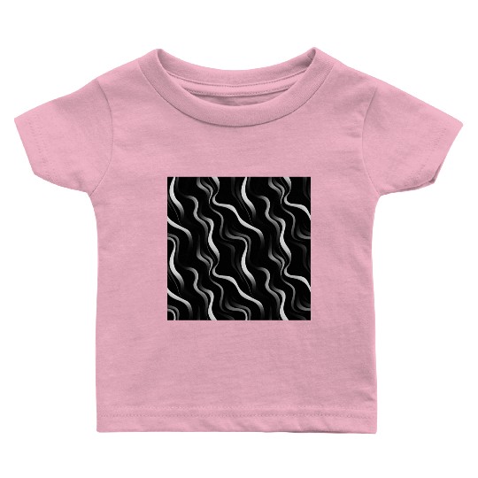Monochrome Elegance: White Abstract Lines on Black Baby T Shirts