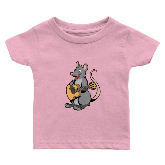 Comic Opossum Playing Guitar Baby T Shirts