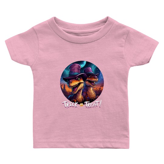 Halloween Dinosaur Velociraptor Trick or Treat Baby T Shirts