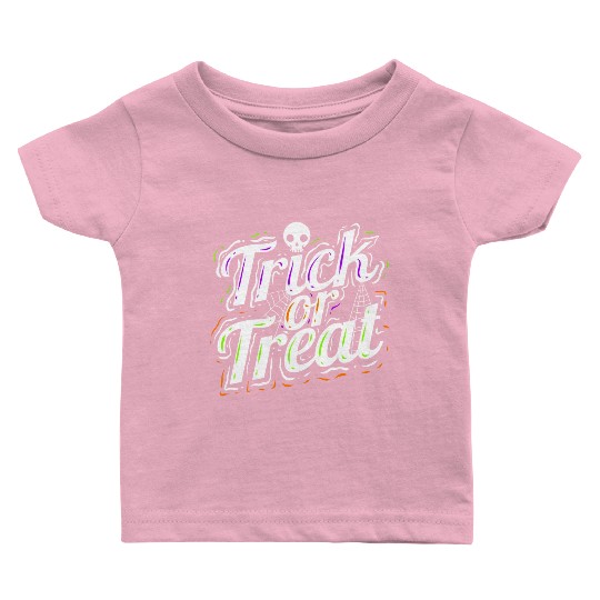 Trick Or Treat Spiderweb Halloween Baby T Shirts