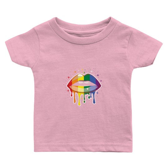 Pride Lips Gay LGBTQ Rainbow LGBT Pride Month Baby T Shirts