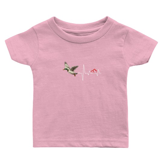 Duck Hunting Love Heartbeat Duck Hunter Baby T Shirts