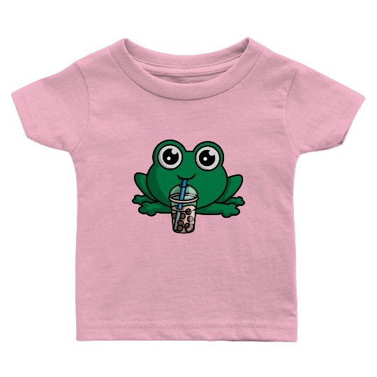 Bubble Boba Tea Drink Frog Cute Anime Kawaii Toad Baby T Shirts
