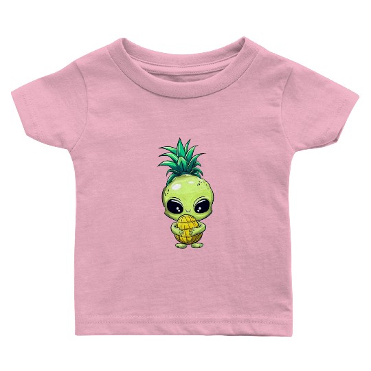 Pineapple-Hair Alien: Green & Funny Baby T Shirts