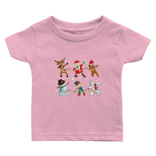 Funny Dabbing Santa And Friends Baby T Shirts Christmas