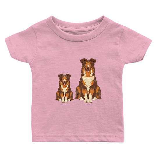 Collie Dog Lover Parent Dad Mom and Son Daughter Baby T Shirts