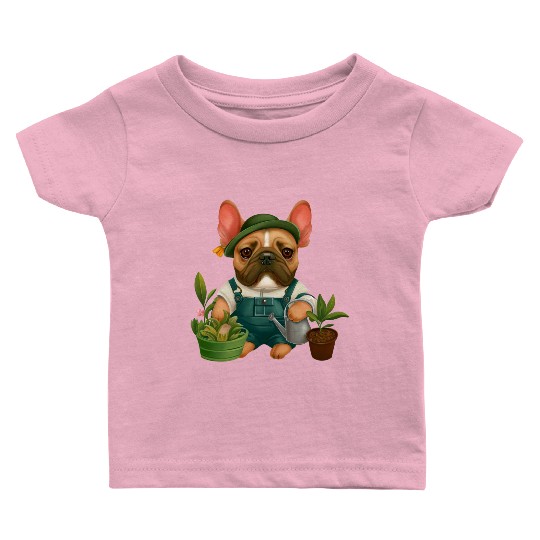 Frenchie The Gardener Drawing Baby T Shirts
